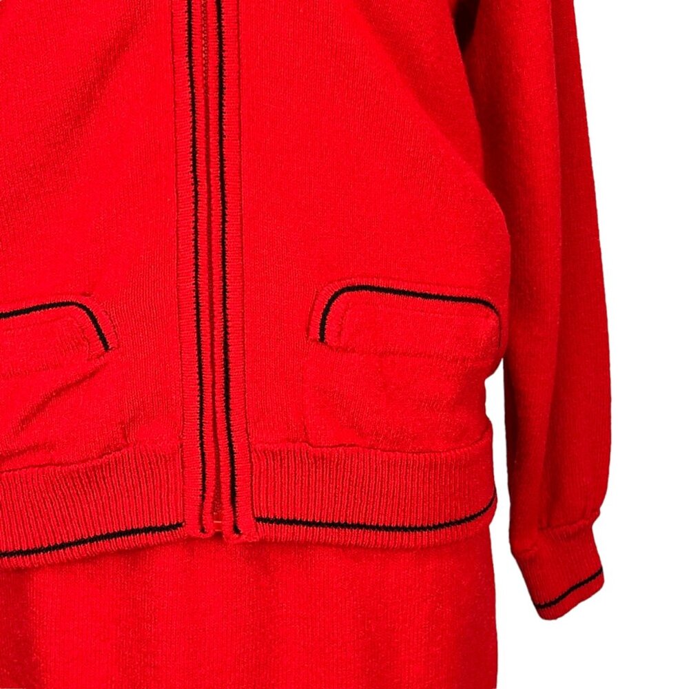 Vintage Don Sayres Wellmore Womens Santana Knit Skirt Sweater Jacket Red 10 12 - Picture 4 of 15